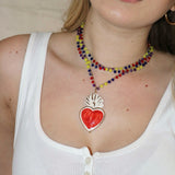 Collar cerámica cuore XL arcoíris