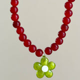 Collar cristal flor granate