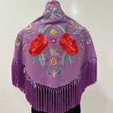 Mantón malva bordado