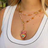 Cadena amarilla ópalo+sagrado corazón