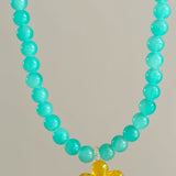 Collar cristal flor verde agua