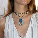 Collar cerámica cuore XL petróleo