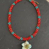 Collar cristales flor azul