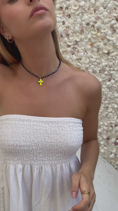 Collar crochet cruz marino